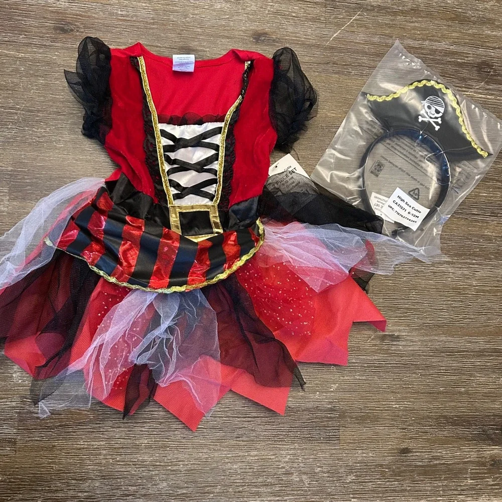 Pirate Costume Dress‎ w headband 6-12 mths Halloween infant dress-up High Sea